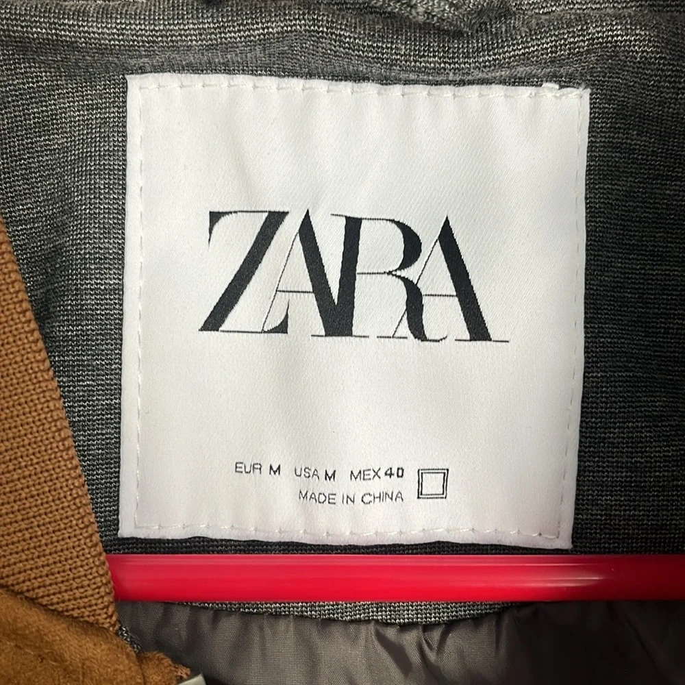 Gray and Brown Zara Suede Front Jacket Men's Med - Picture 2 of 9